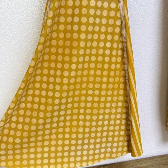 Yoga Democracy Womens Large Bell Bottoms Yoga Pants Yellow Polka Dot Striped NWT - Picture 6 of 12